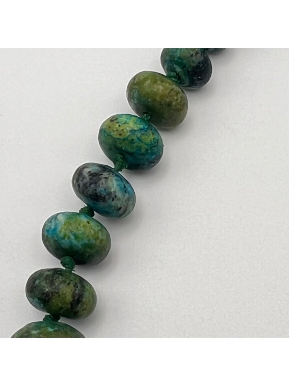 Natural Chrysocolla Graduated Bead Necklace 20" Knotted 128g Statement - Picture 14 of 15